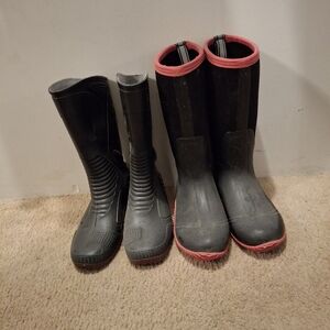 Womens Rain Boots Riding Boots Farm Boots Shoes Black And Pink